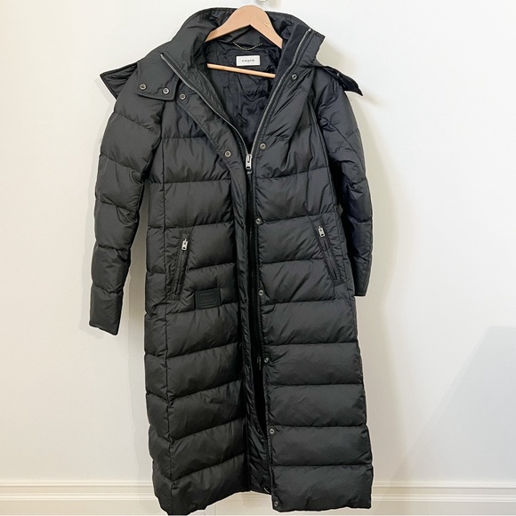 Coach Black Long Puffer Coat with Fur Hood - Picture 2 of 8